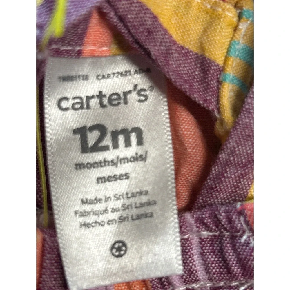 Carters‎ 12M Colorful Striped Dress Tiered Sleeveless Baby Girl Toddler Summer
